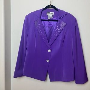 Elegant Purple Ben Marc International Tank and Blazer with Embellished Lapel